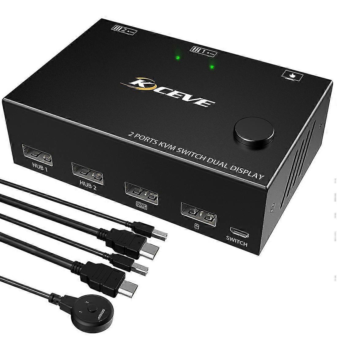 -compatible 60hz Kvm 2 In 2 Out Dual Monitor Switcher Controls 2 Computers Or Laptop Monitors Dual