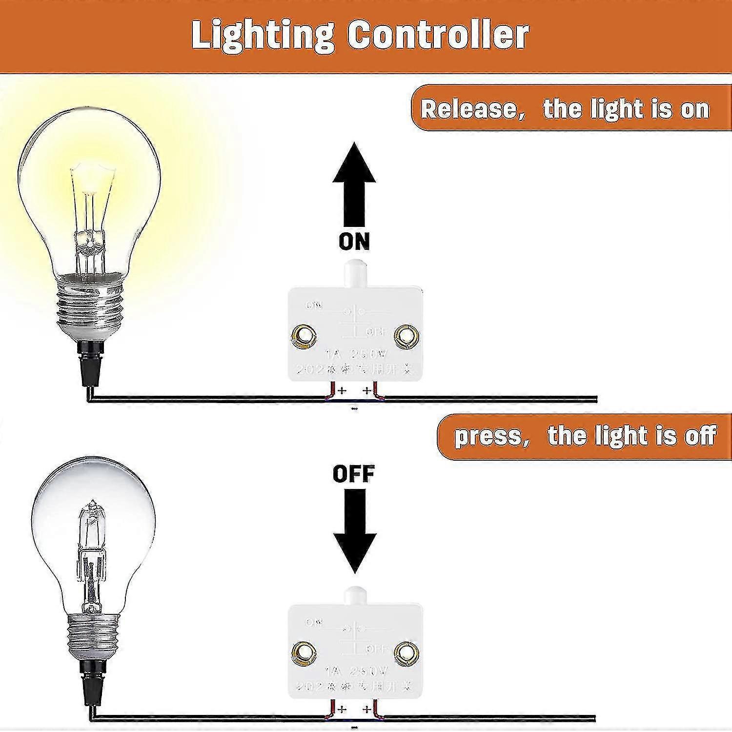 8 Pieces Cabinet Light Switch Automatic Door Contact Switch (white)