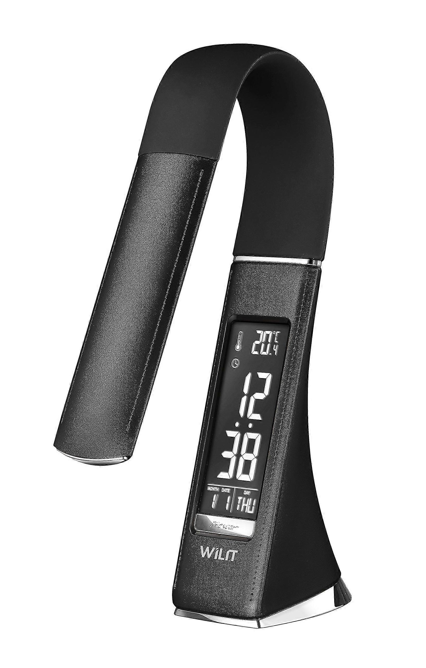 Led Desk Lamp With Clock And Date Display, Dimmable Touch Bedside Lamp With Alarm Clock
