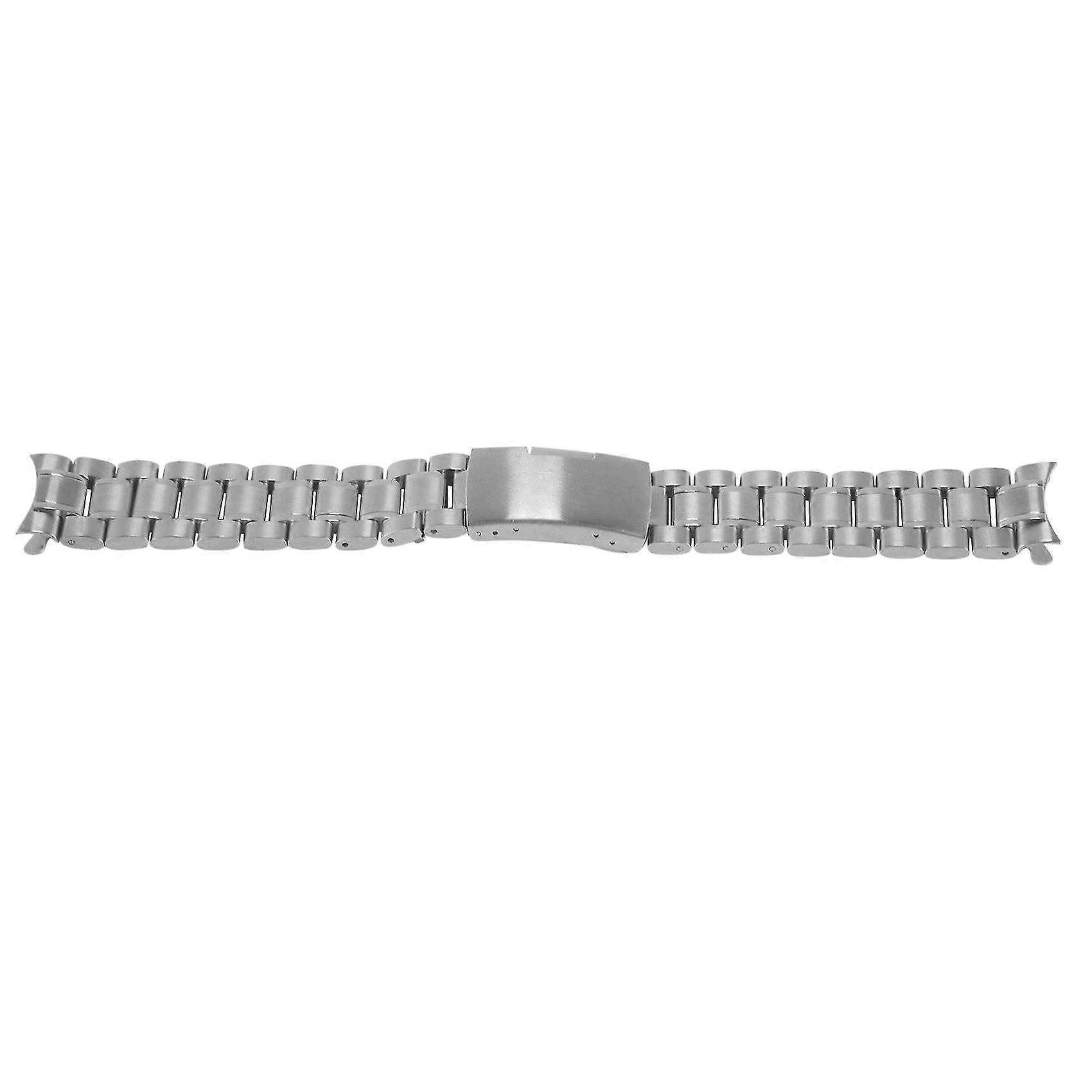 Silver Solid Stainless Steel Links Watch Strap Bent End Clasp 20 Mm