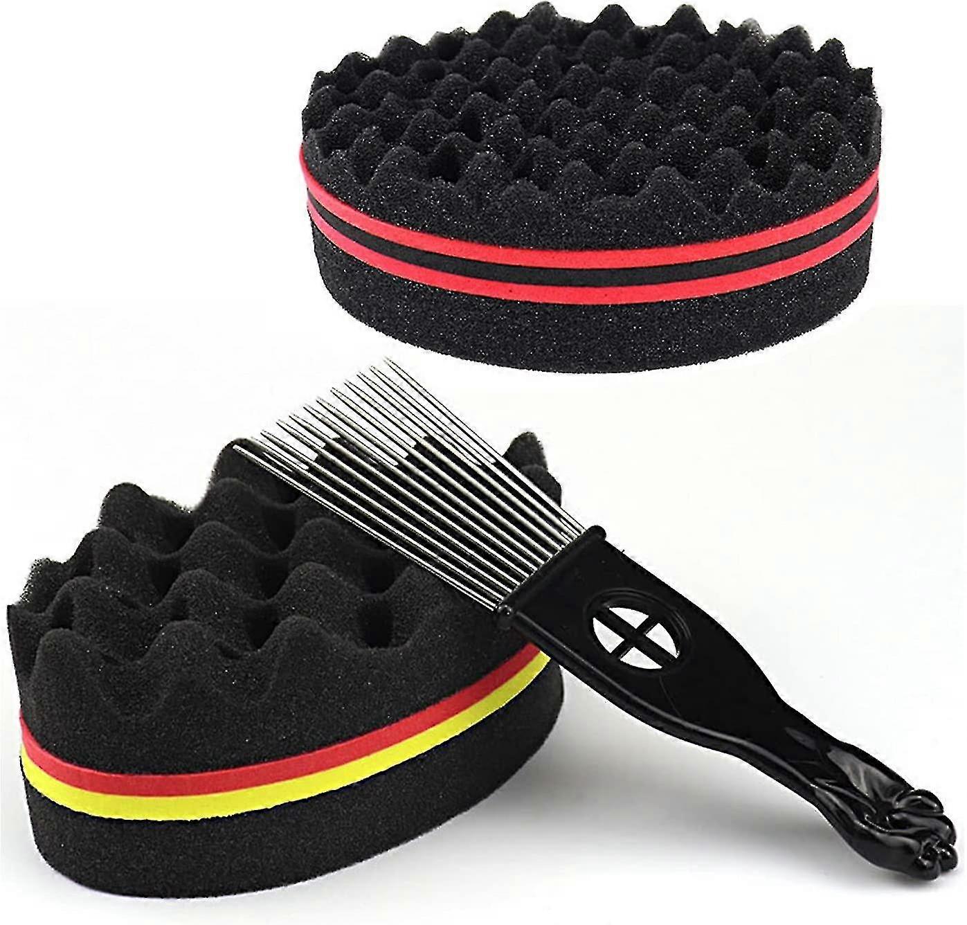2pcs Hair Sponge Brush,magic Twist Curl Sponge,afro Curl Sponge,barber Tool,magic Hair