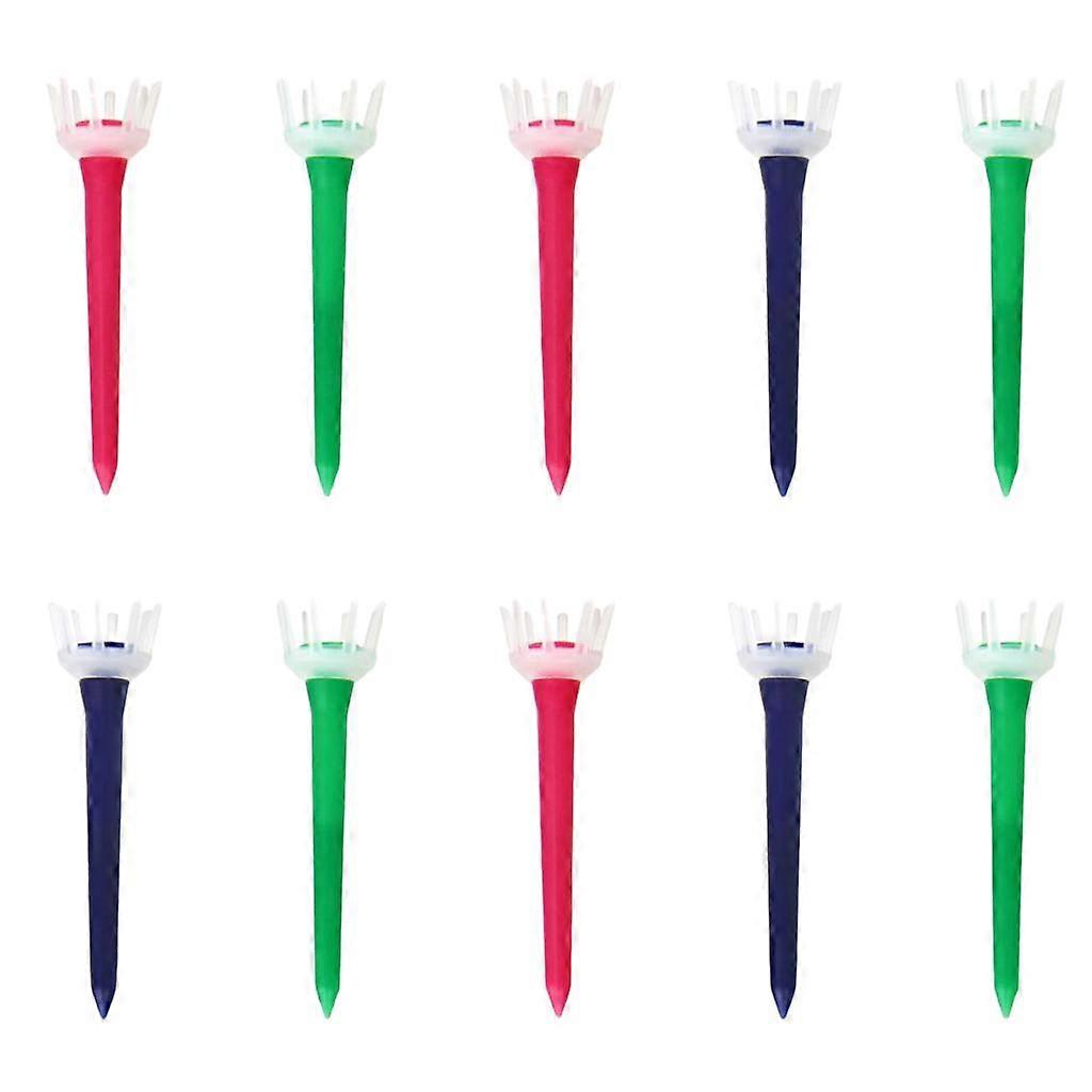 10pcs Premium PE Plastic Golf Tees Crown Claw Tee Replacement Assorted 60mm