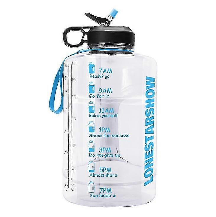 3.7l Large Water Bottle Hydration With Motivational Time Marker Reminder