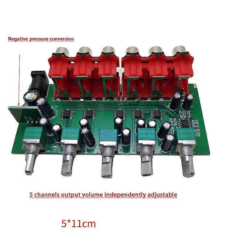 DYKB Audio Distributor Stereo Audio Mixer 1 Input 5 Output Multi-Channel RCA NJM4580 Op Amp For Power Amplifier Active audio