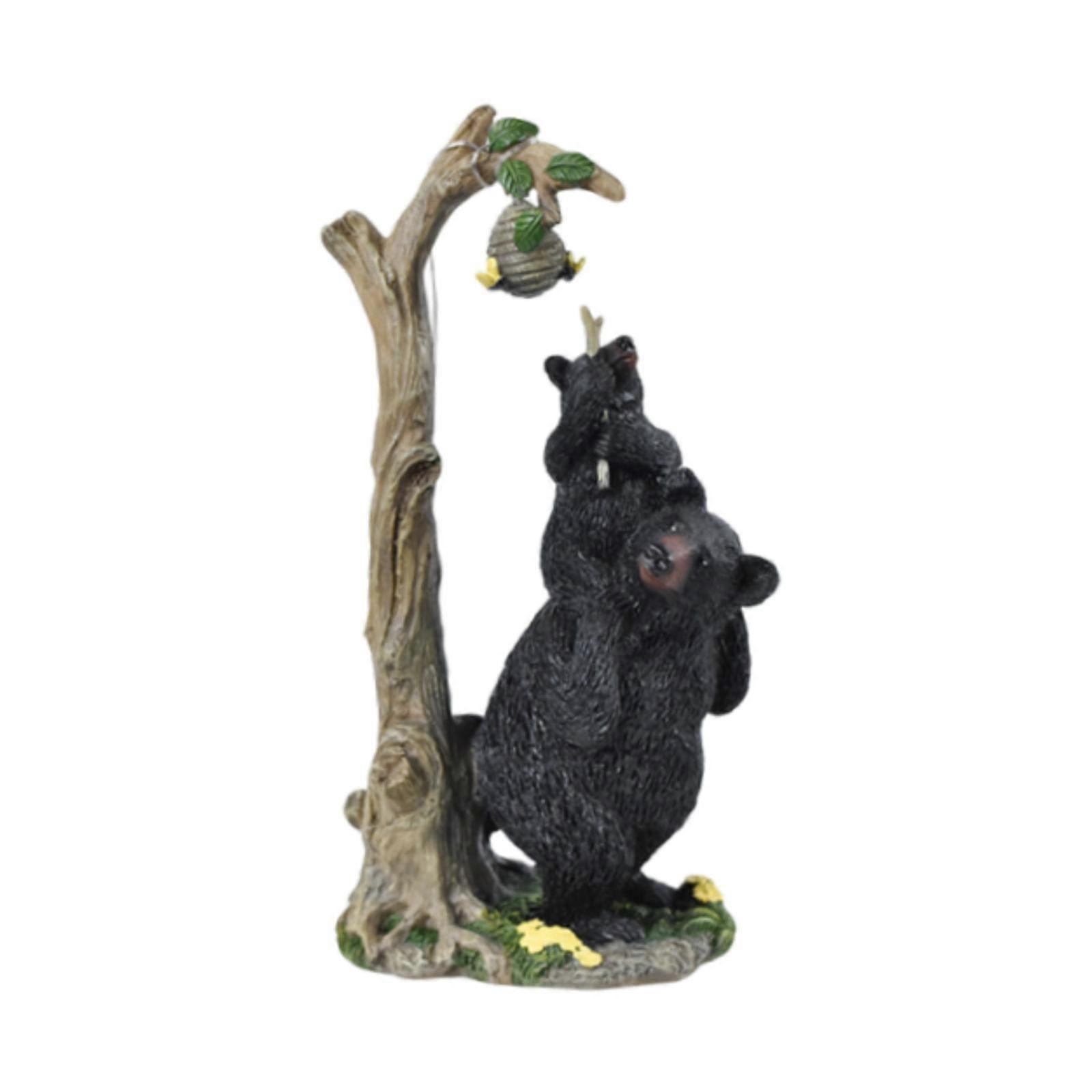 Statua dell'orso nero divertente bella figurina dell'orso nero per il cortile da tavolo stile esterno A