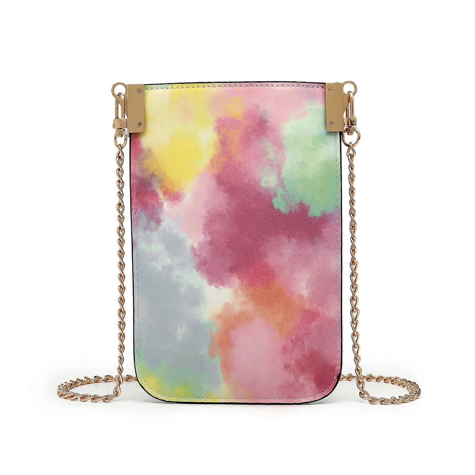 Snake Print Pattern Cellphone Purse with Metal Chain Strap