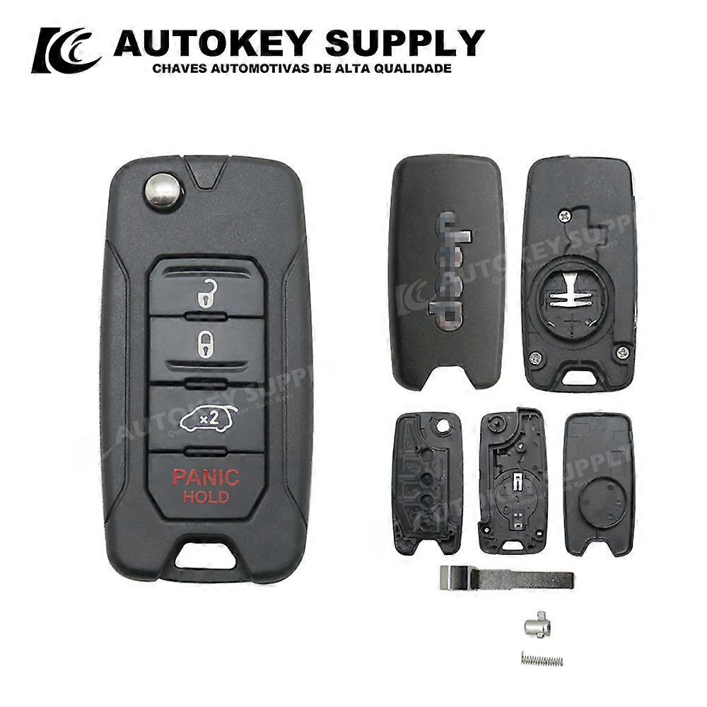 For Jeep 2/3/4 Buttons Remote Flip Key Shell With Logo Autokeysupply AKJPF