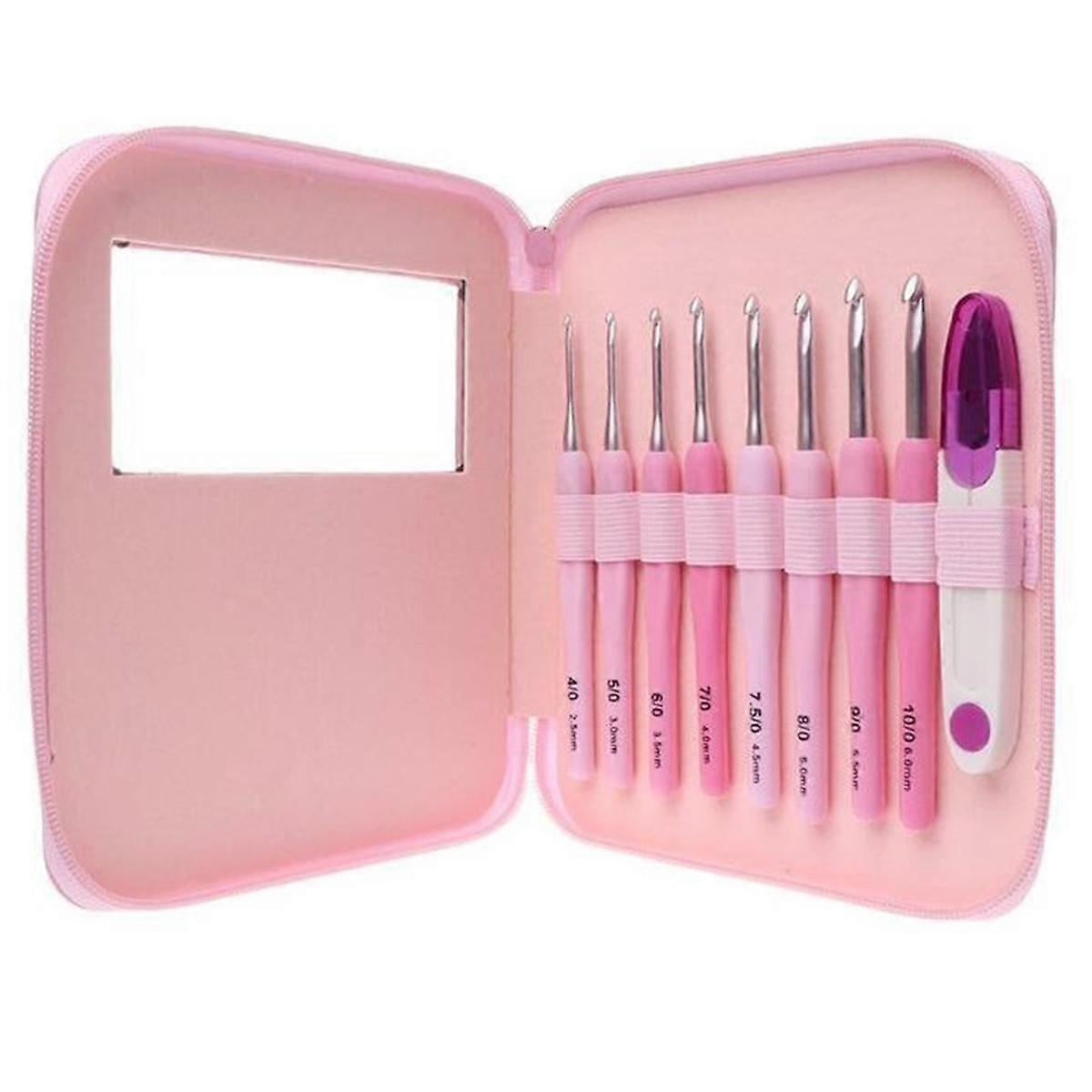 9pcs Crochet Hook Kit Ergonomic Soft Handle Aluminum Hooks Set with 8 Sizes for DIY Crafts Knitting