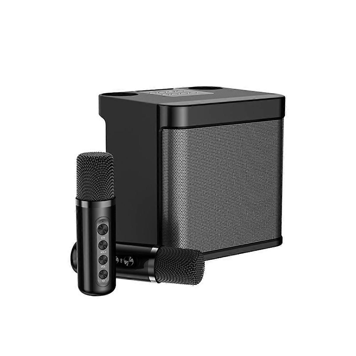 Family K Song Bluetooth Speaker Set Singing Karaoke Bluetooth Audio All-In-1 Microphone Sans Fil Son, Noir