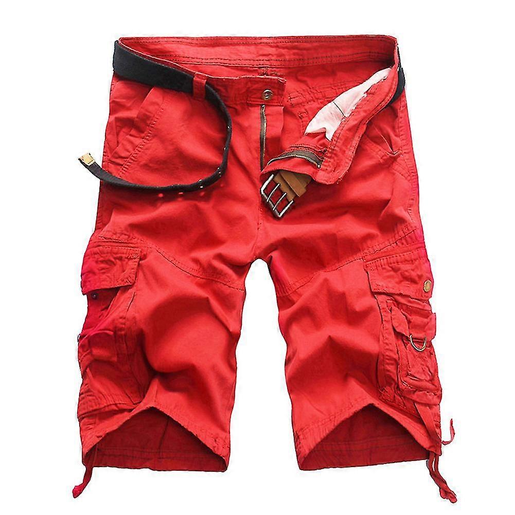 VAWAN Mens Cotton Solid Loose Shorts