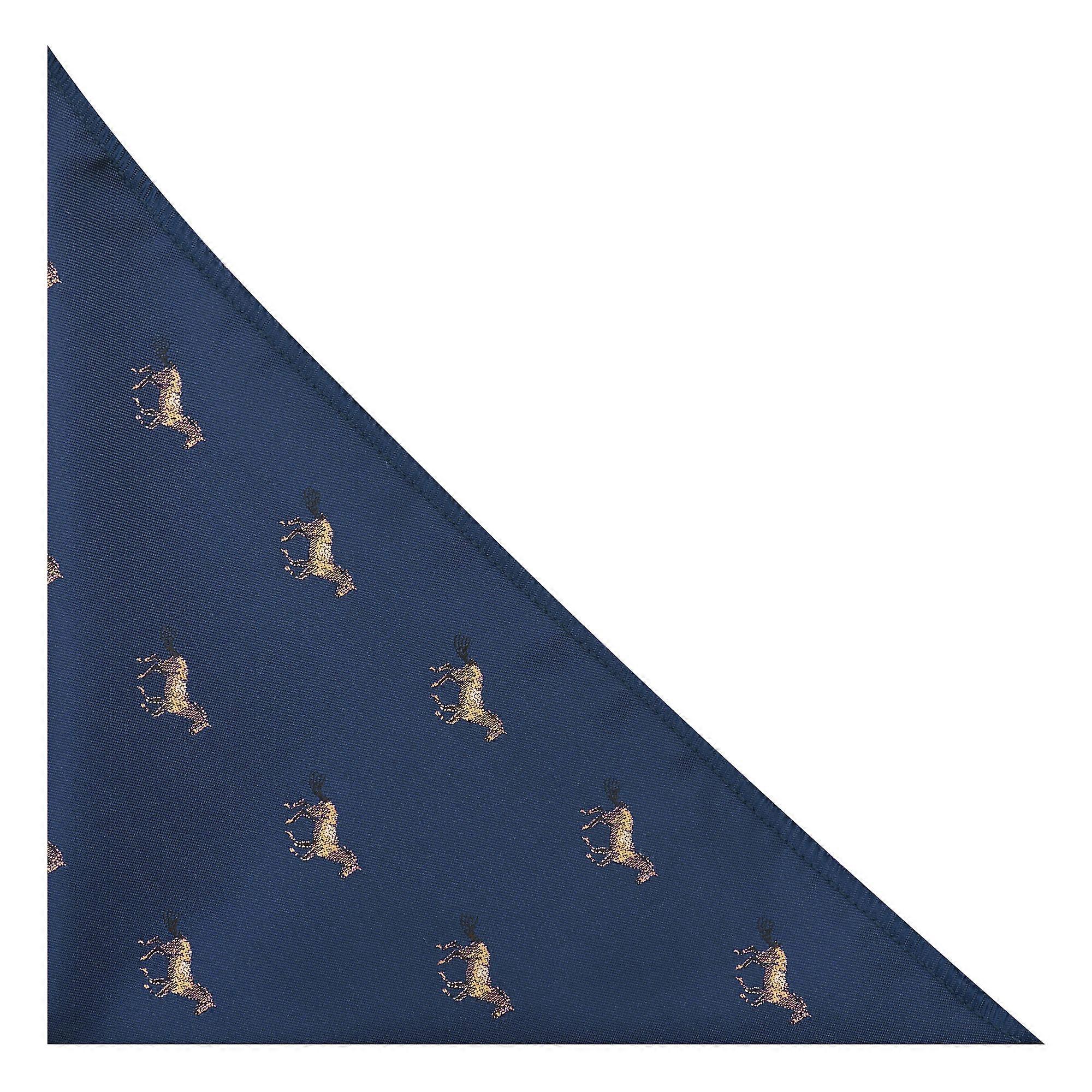 Navy Blue Horse Embroidered Pocket Square