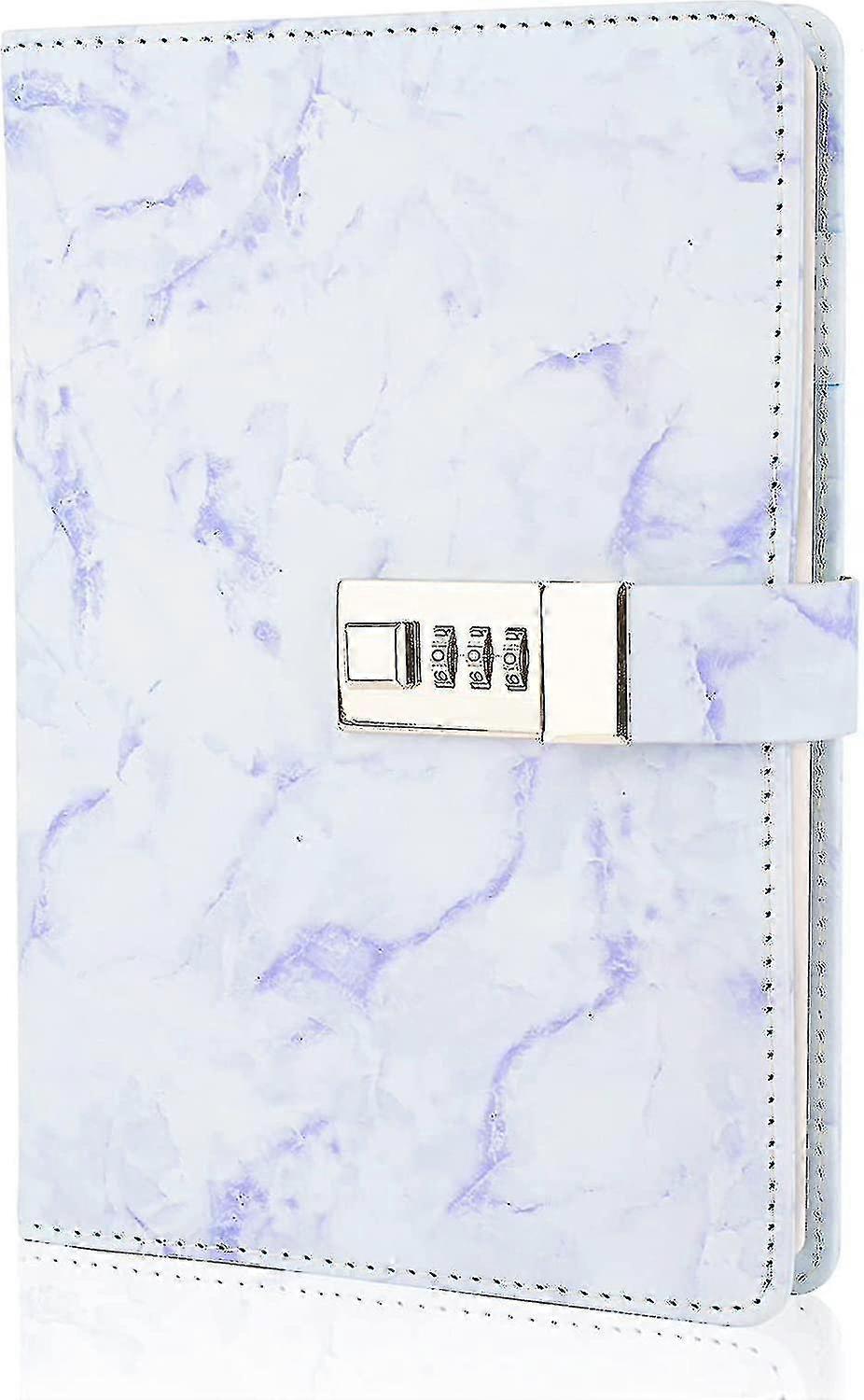 يوميات الرخام مع قفل ، مجلة يومية A5 قابلة لإعادة التعبئة للفتيات والنساء ، 192 صفحة دفتر ملاحظات لطيف مع قفل الجمع بين الفتيات والفتيان في سن المراهقة - Purpl