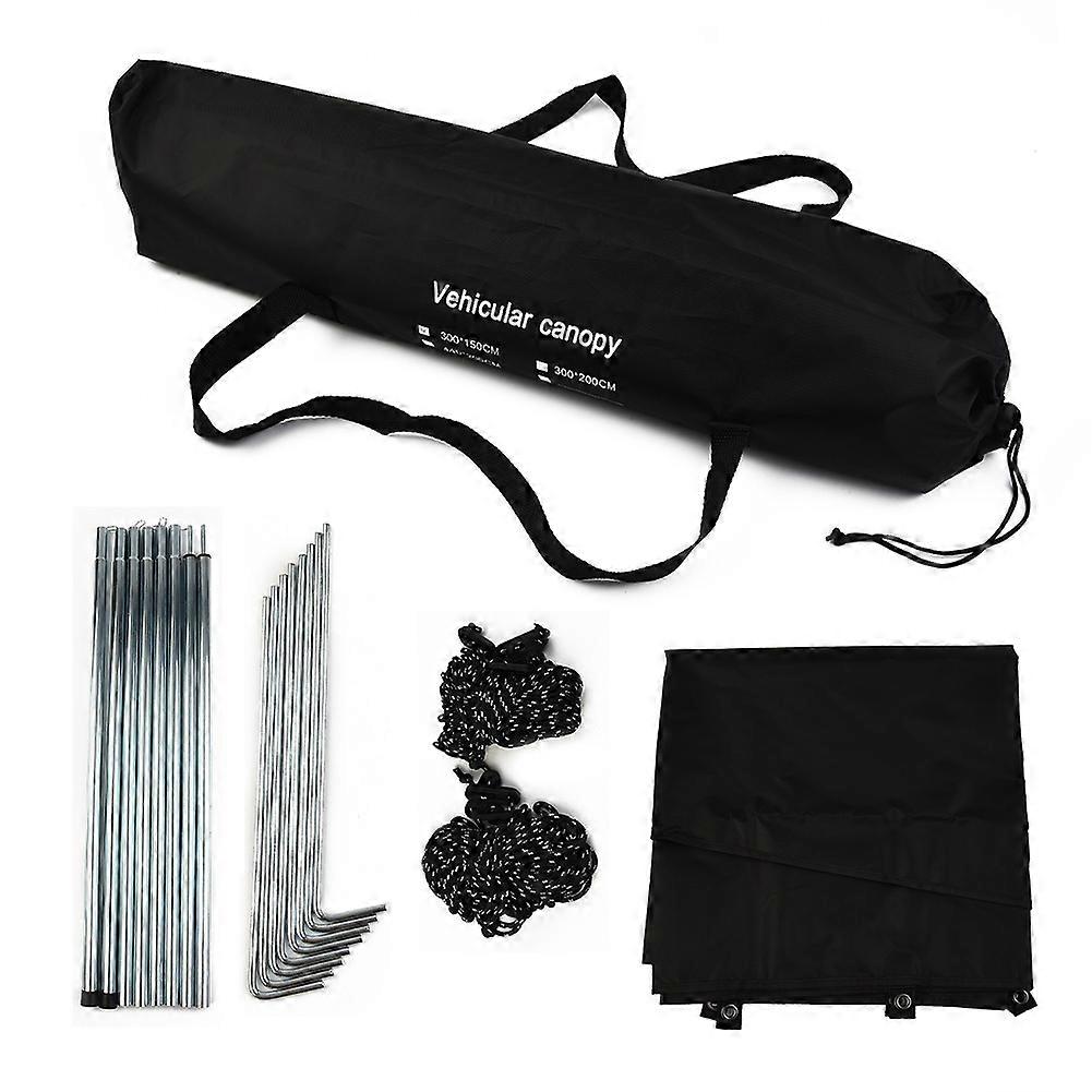 1set Of Large Waterproof Campervan Sun Canopy Awning Universal With Installation Tool Kit For Motorhome Van Campervan Suv Black