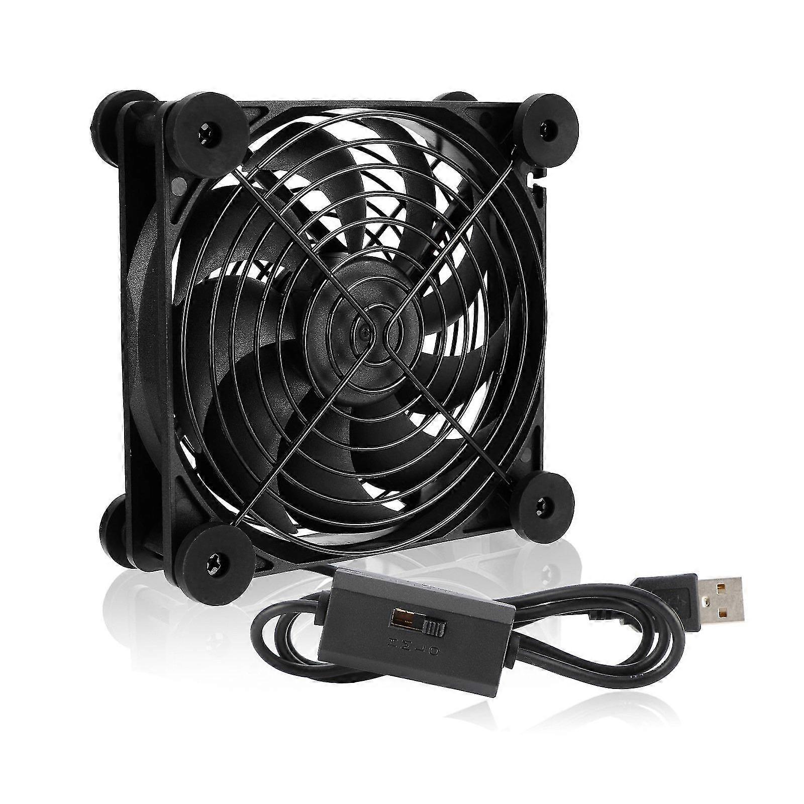 120mm USB Power Fan for Router, DIY PC Cooler, TV Box Cooling - Silent and Quiet with Screws and Protection