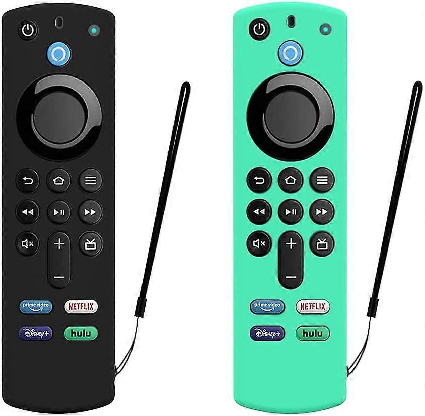 2Pcs Protective Case for Alexa Voice Remote (3rd Gen) (2021 Release), Shockproof Silicone Case for Fire TV Stick 4K Remote Control with Anti-lost Rope