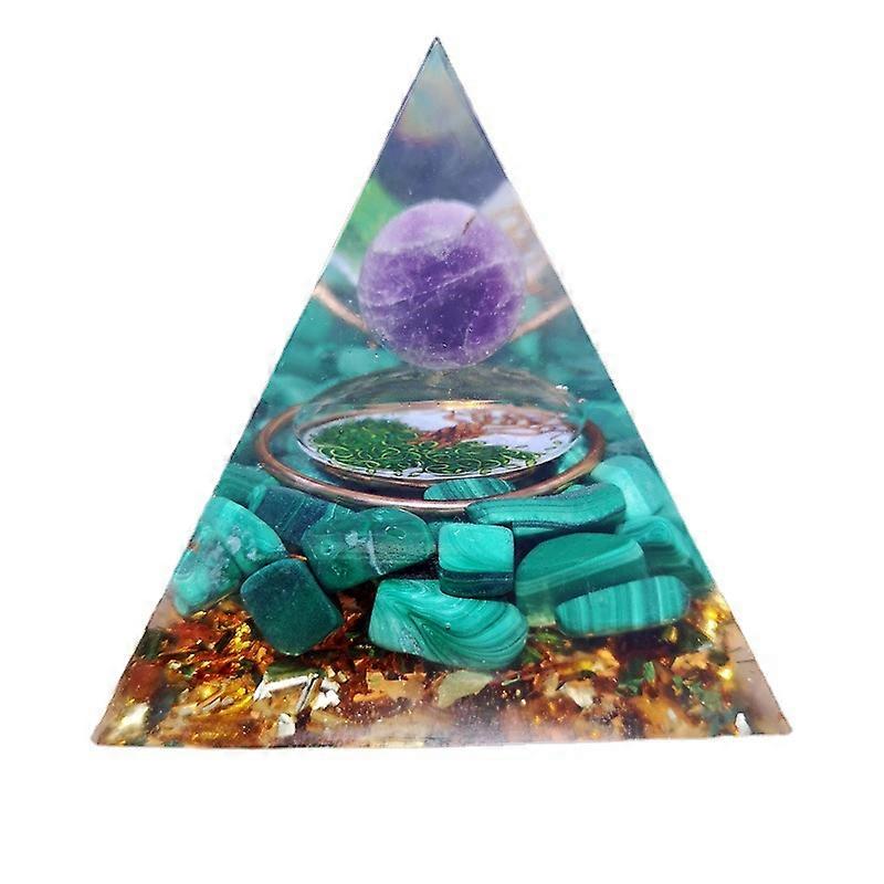 Energy Generator Orgone Pyramid Amethyst Peridot Natural Crystal Reiki Chakra Generator