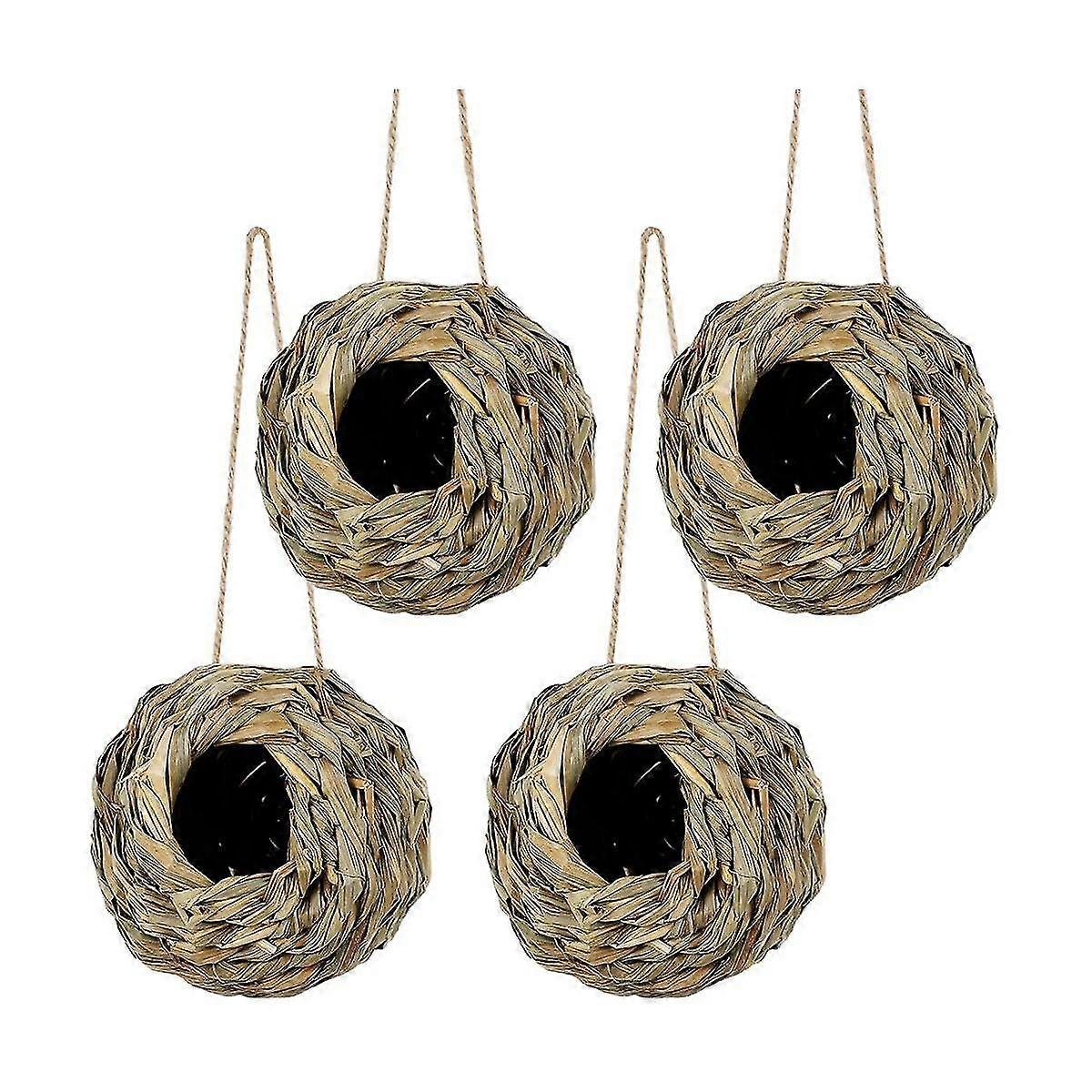 4pack Hanging Bird Nest House For Outside,hand Woven,made Of Natural Grass For ,balconies,tree Trun