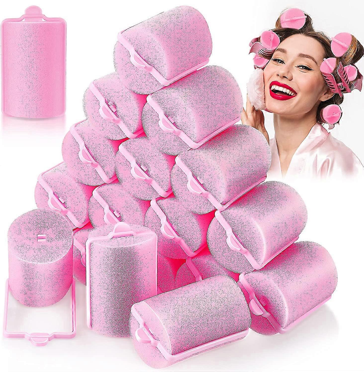 18ピーススポンジヘアローラー大型ソフトフォームヘアスタイリングカーラー40 mm女性と子供のための大型理髪カーラー-yky