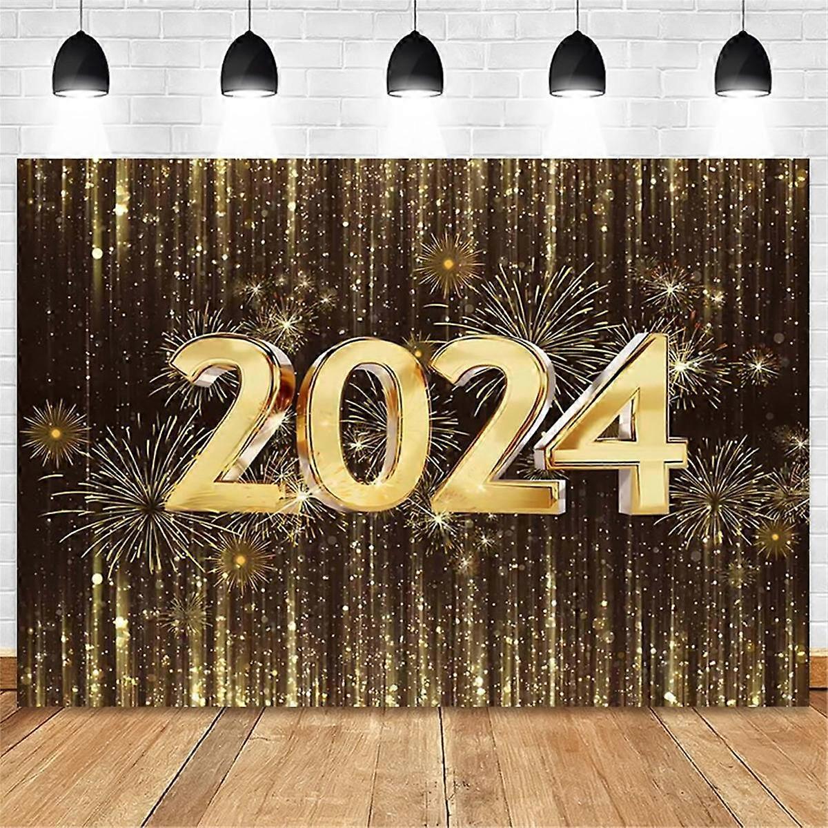 2024 New Year 210X150cm Photography Backdrops Champagne Gold Glitter Party Decoration Backdrops Pho