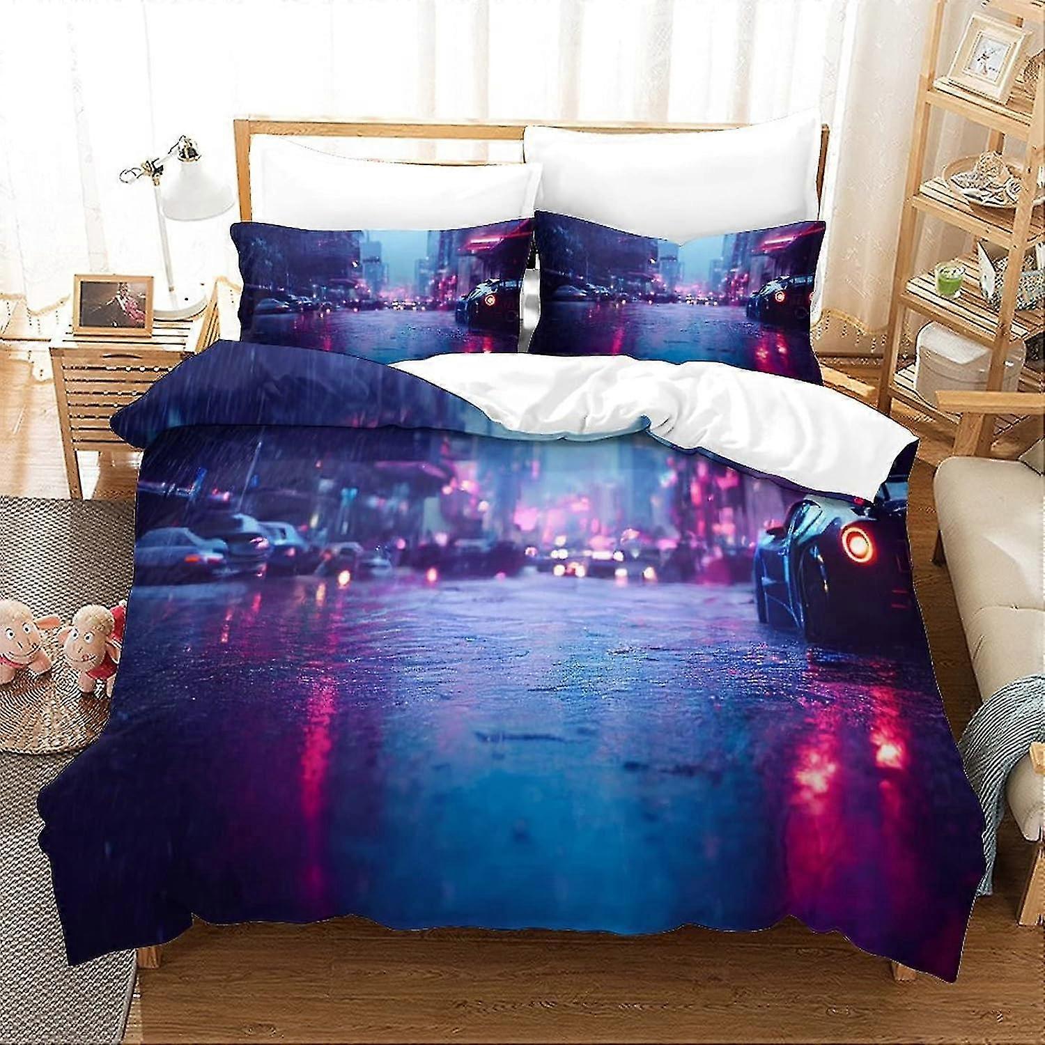o3871 Lençóis de Cama Cyberpunk Edgerunners Capa de Edredom com Fronhas Impressas em 3D Conjunto de Cama de Luxo Fácil Cuidado com Zíper David And Lucy Closure Un