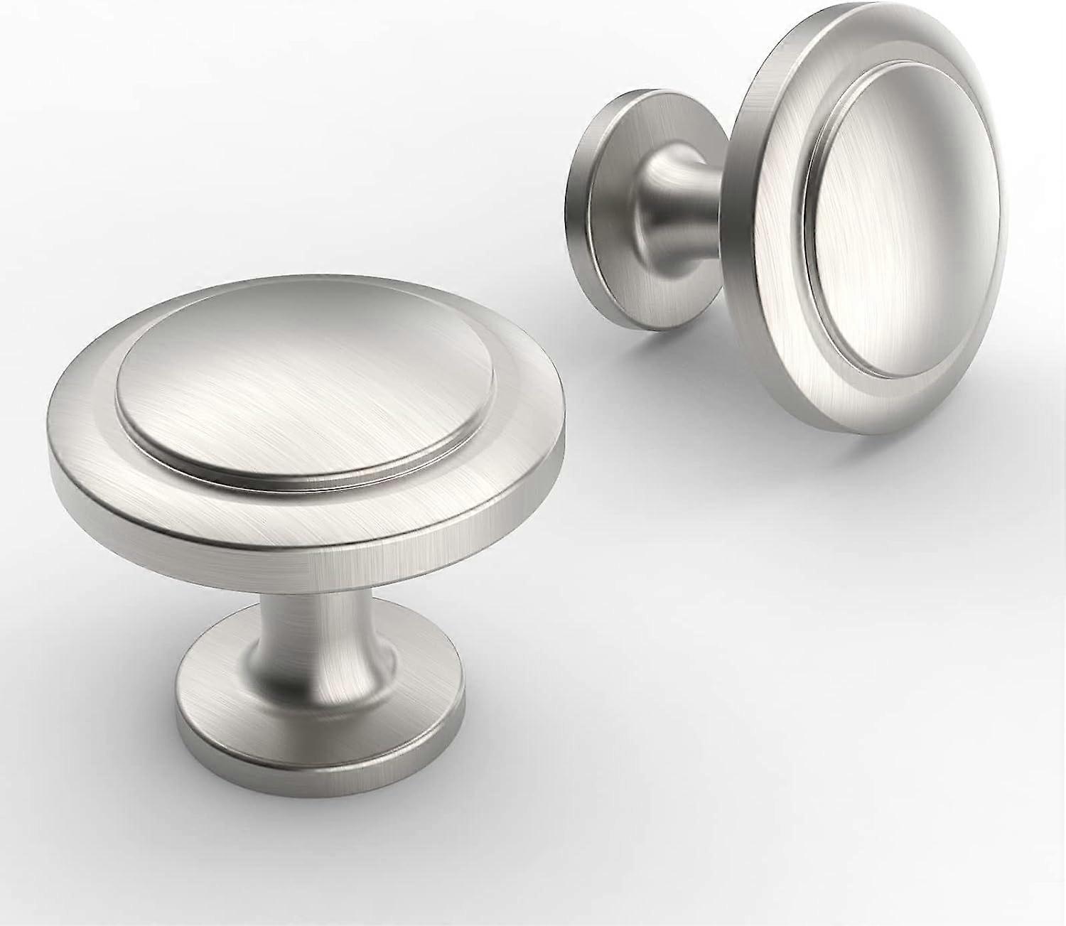 25 Pack Cabinet Hardware Sturdy Knobs, Kitchen Door Cabinet Brushed Satin Nickel Modern Solid Knobs - 1-1/4 inch (30mm) Diameter