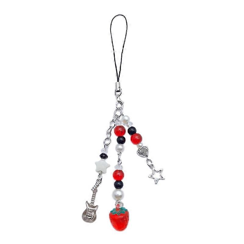 Phone Charm Strap Keychain Keychain Lanyard String Strawberry Bowknot Keyring