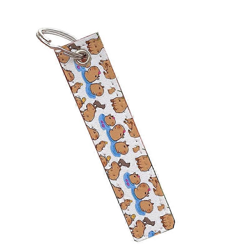 Cute and Durable Water Otters PU Keychain Capybara Pattern Keychain Strap