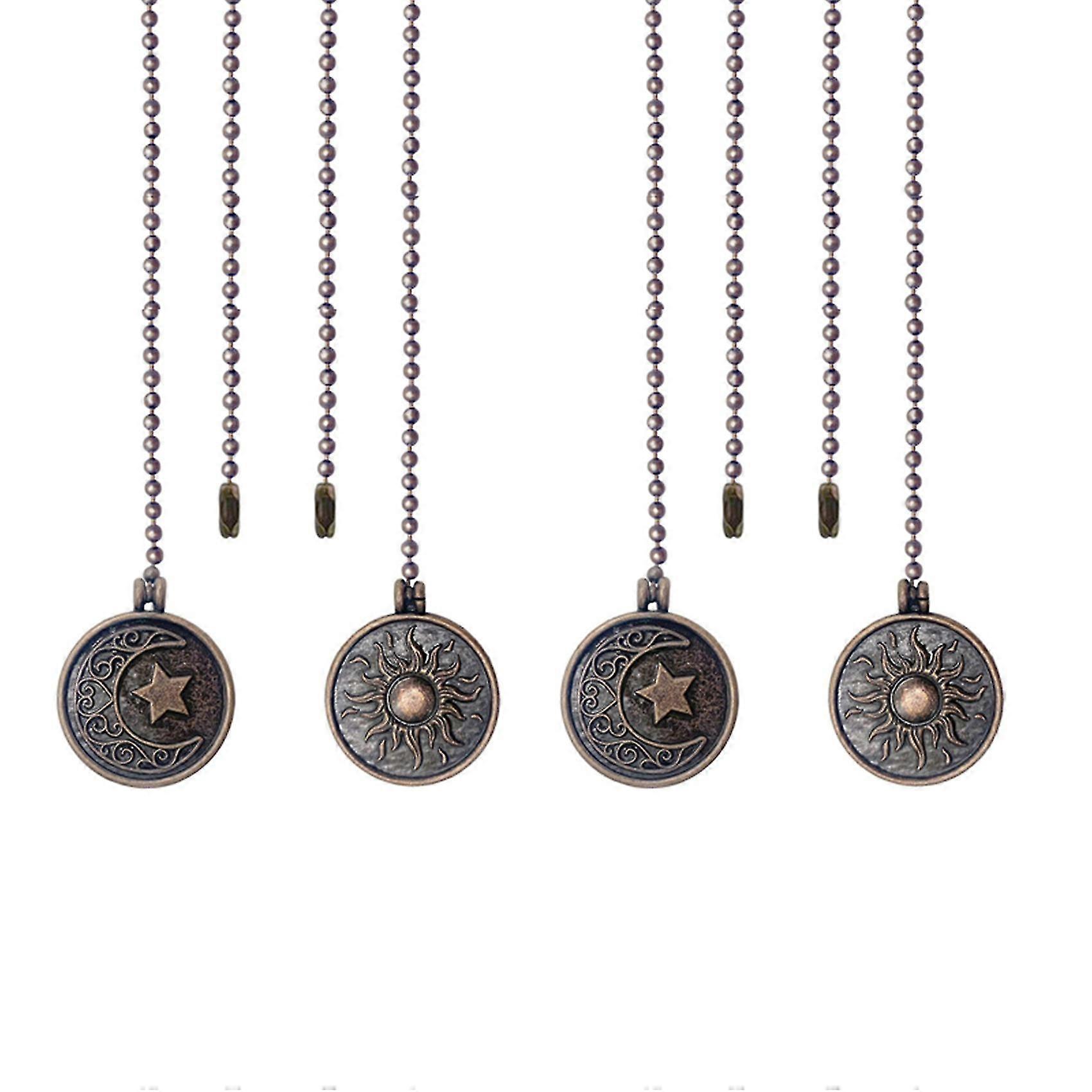 4pcs Ceiling Fan Pull Chain Set Pattern Pull Chains Extension Copper Beaded Ball Fan Pull Chain Wit