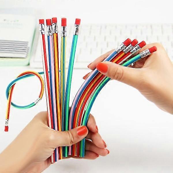 6-Pack - Pencils - Bendable with Eraser - Rubber pencils multicolour
