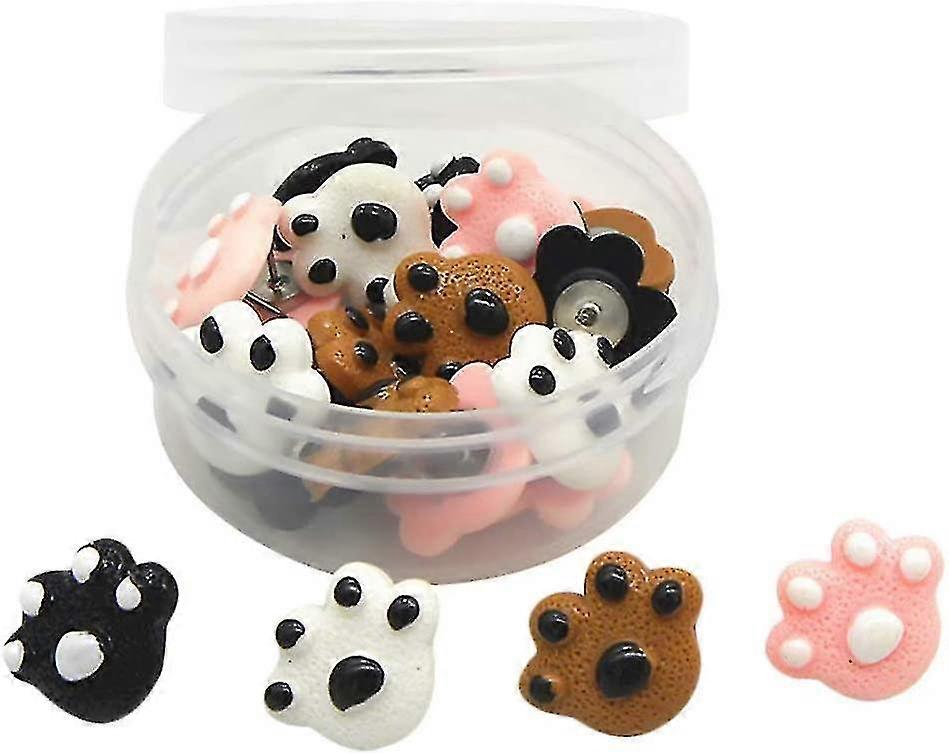 Push Pins Compatible With Cork Boards, 25pcs Paw Print Thumb Tacks W/storage Box, Decorati