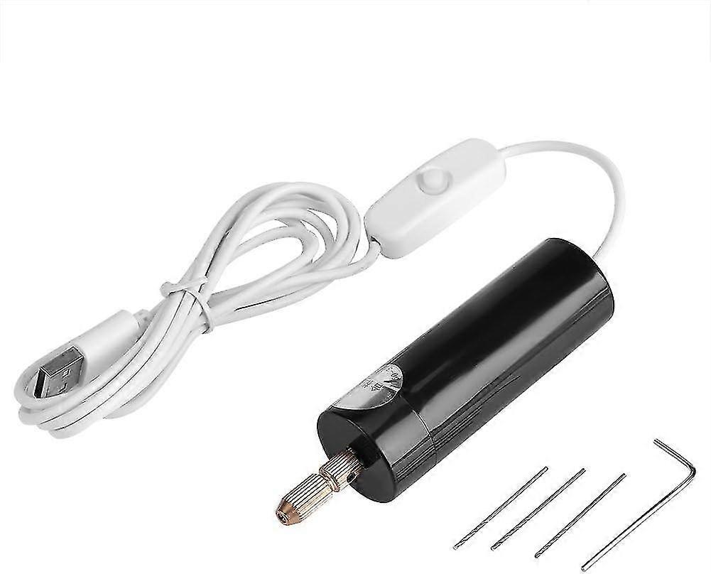 Mini Portable Electric Drill Micro USB Small Chuck Tools with 3 Bits