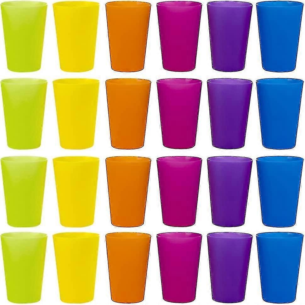 24 Pcs Reusable Plastic Cups, 6 Bright Colors Plastic Cups For Kids, Camping
