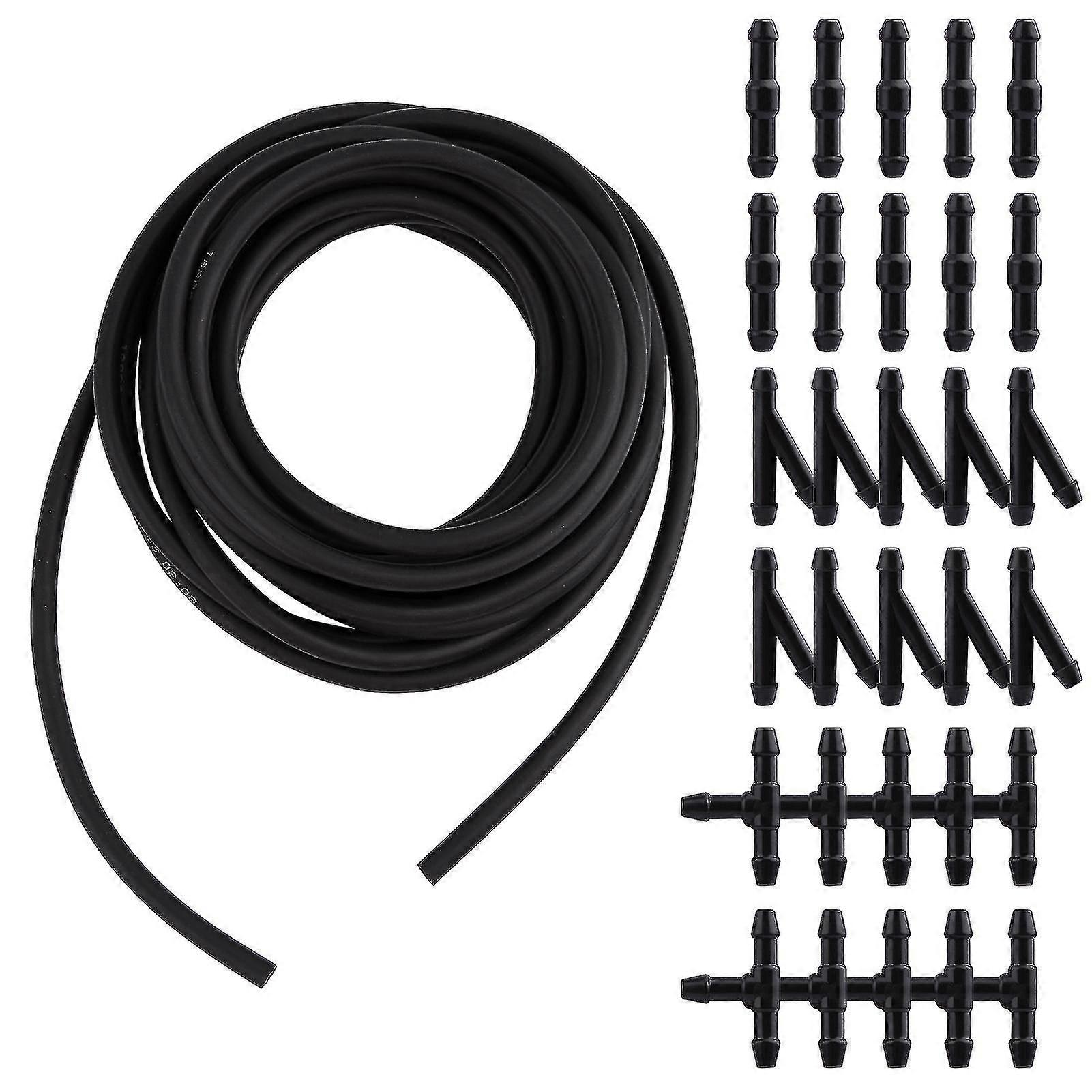 5m Windshield Washer Hose Kit Replacement With 30 Connectors Durable Rubber