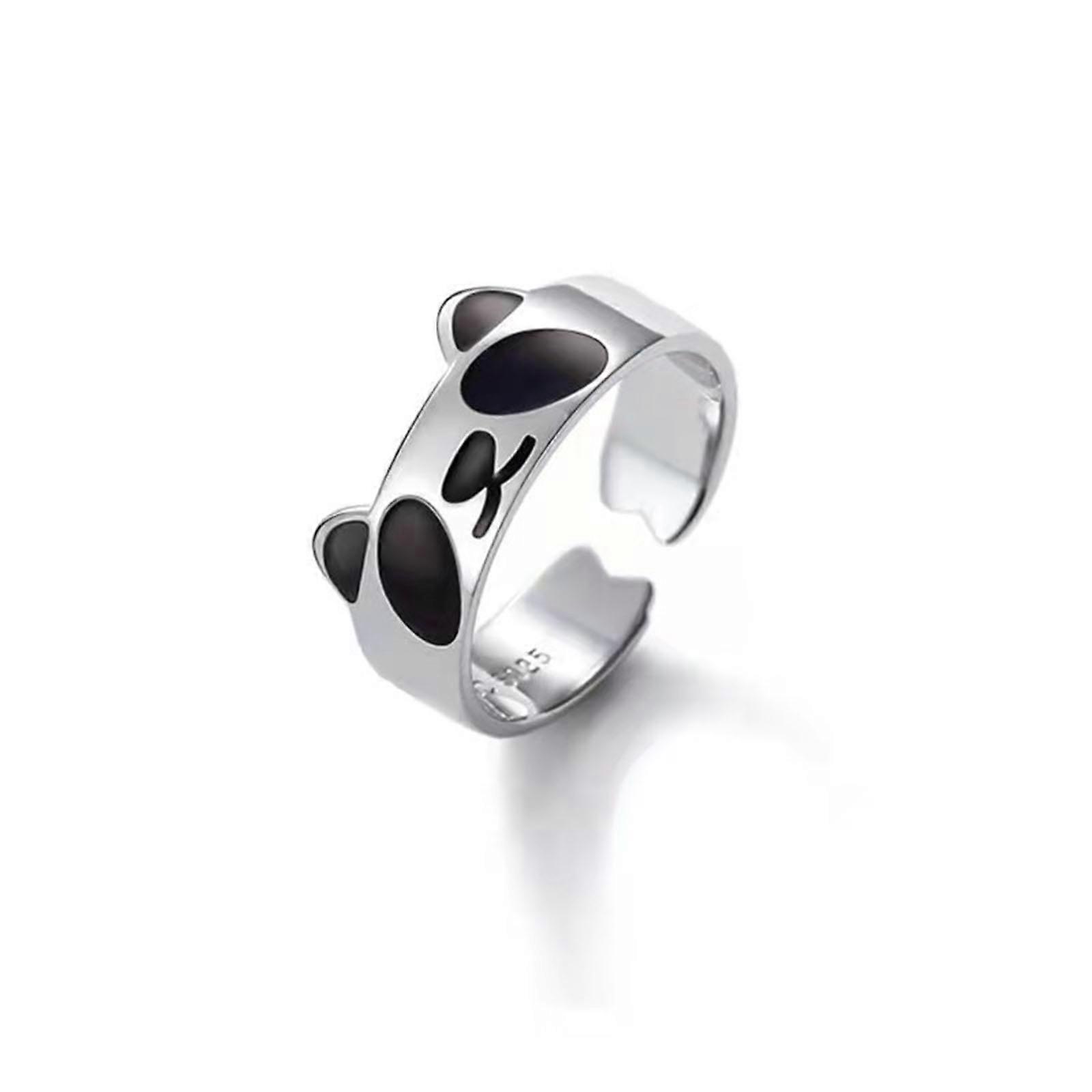 Women Panda Ring Cute Wrap Ring Adjustable Band Rings Stackable Finger Ring