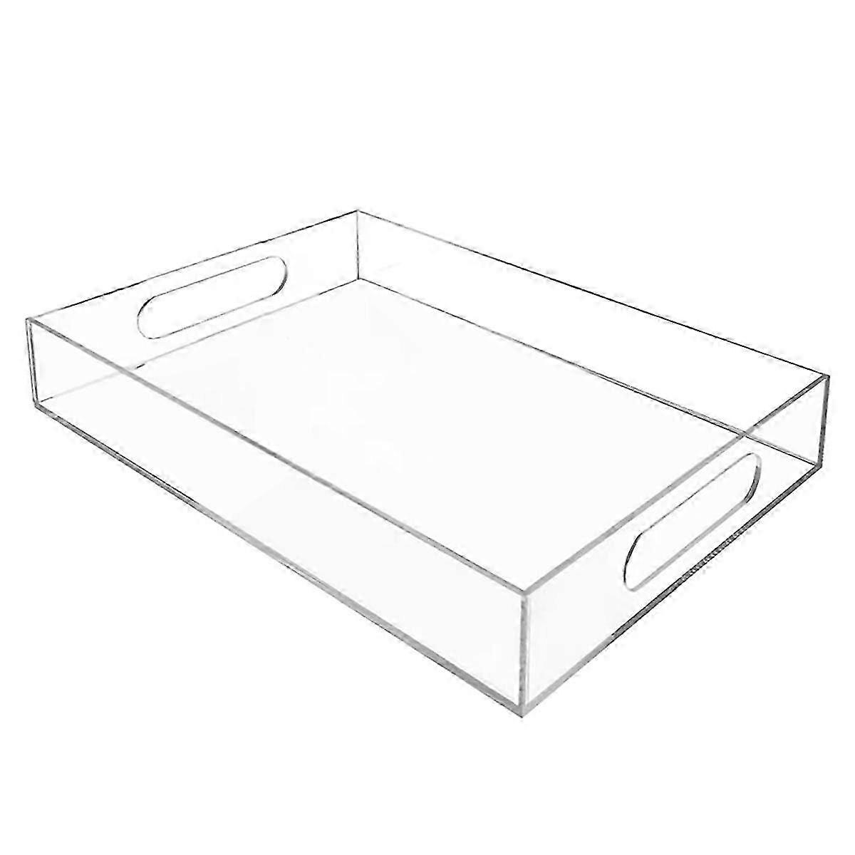 صينية أكريليك شفافة صينية تقديم أكريليك مع مقابض ، لوحة وجبة خفيفة أكريليك لوحة تخزين متعددة الوظائف