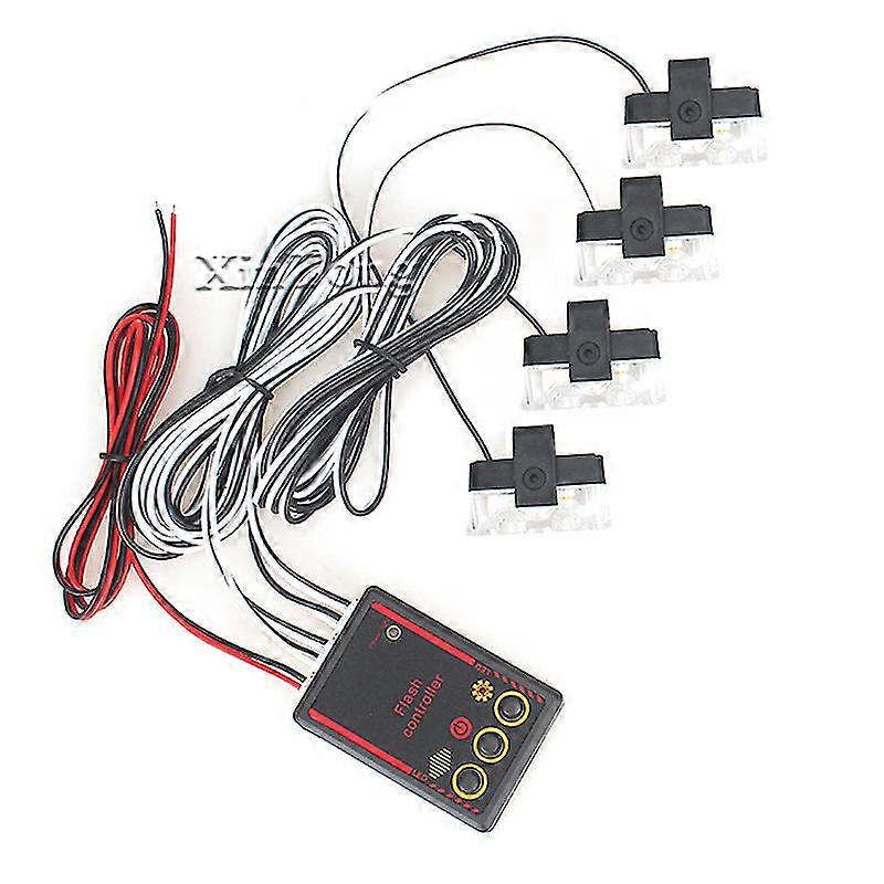 Cigarette Lighter Wire Remote Strobe Lights 4x2 Leds Stroboscope Flashing Police Lamp Auto Warning Emergency Car Accessories