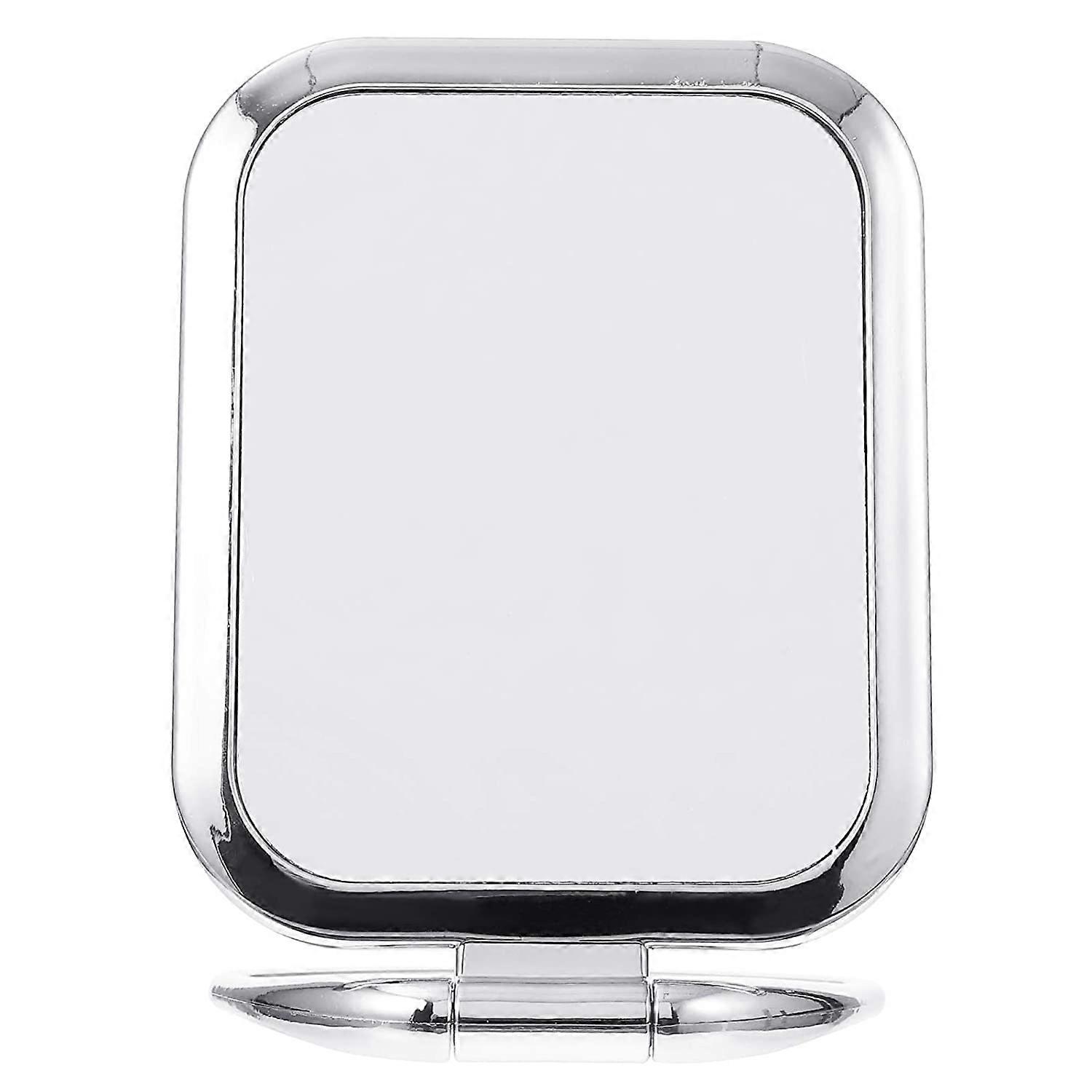Miroir de maquillage loupe double face avec support argent