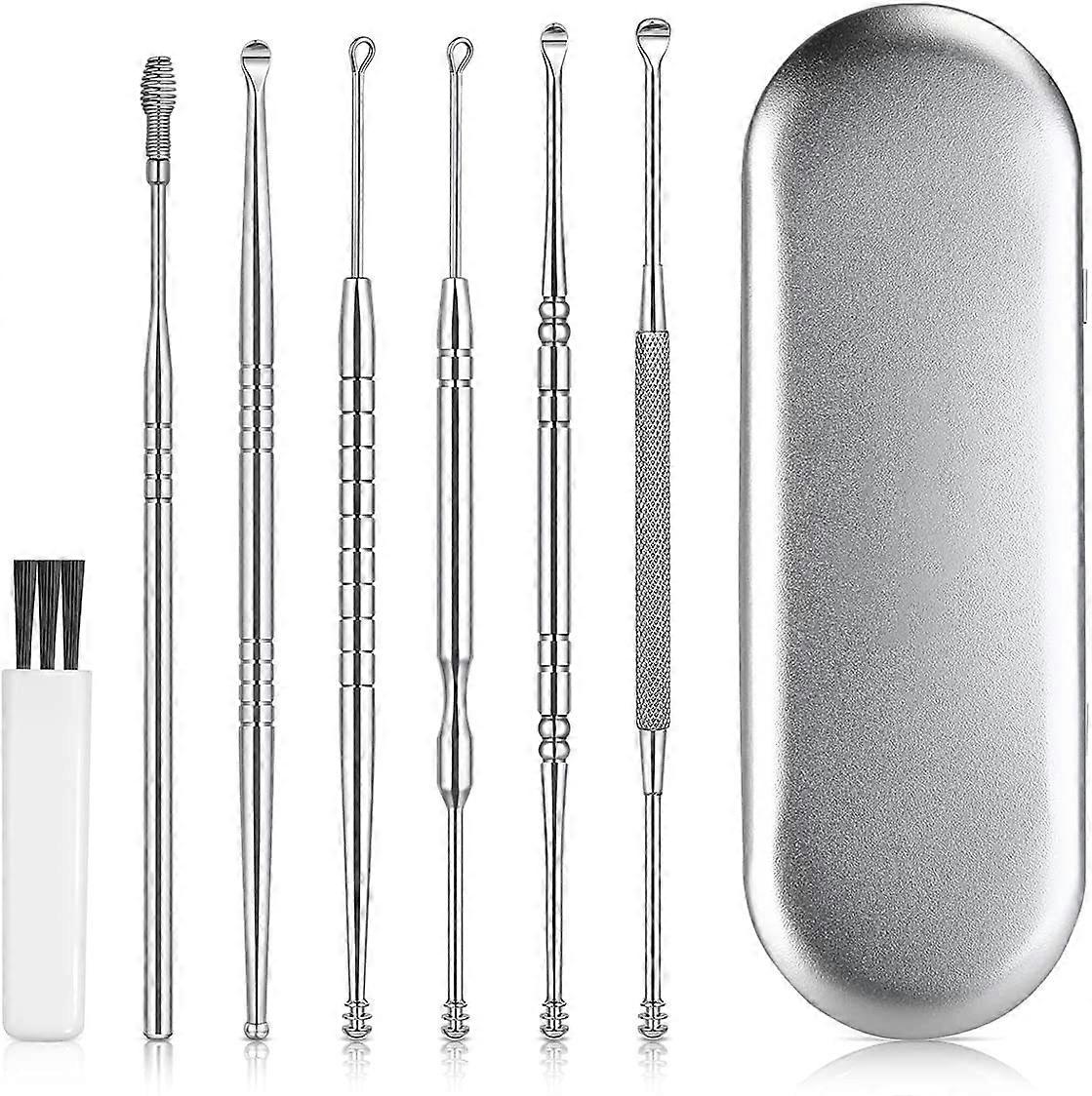 Ear Wax Removal Kit ( Cleaning Brush and Storage Box, Silver)