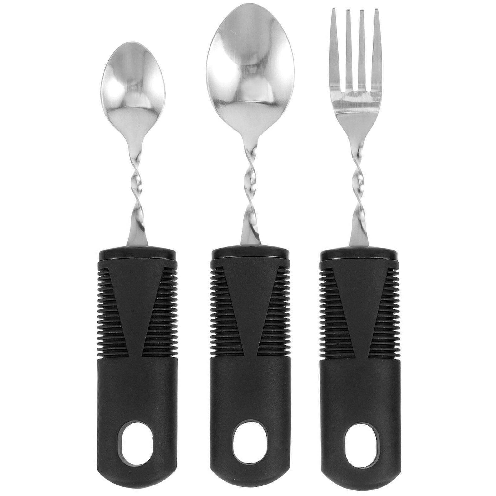 3pcs Elderly Cutlery Portable Cutlery Bendable Spoons Fork Utensils for The Disabled