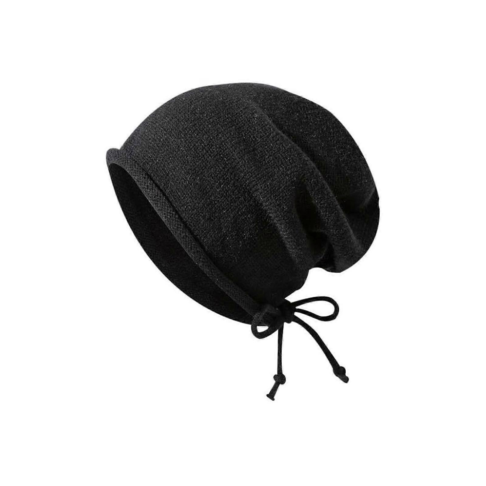 Pop Style Show Face Smaller Stacked Hat Drawstring Adjustable Knitted Women