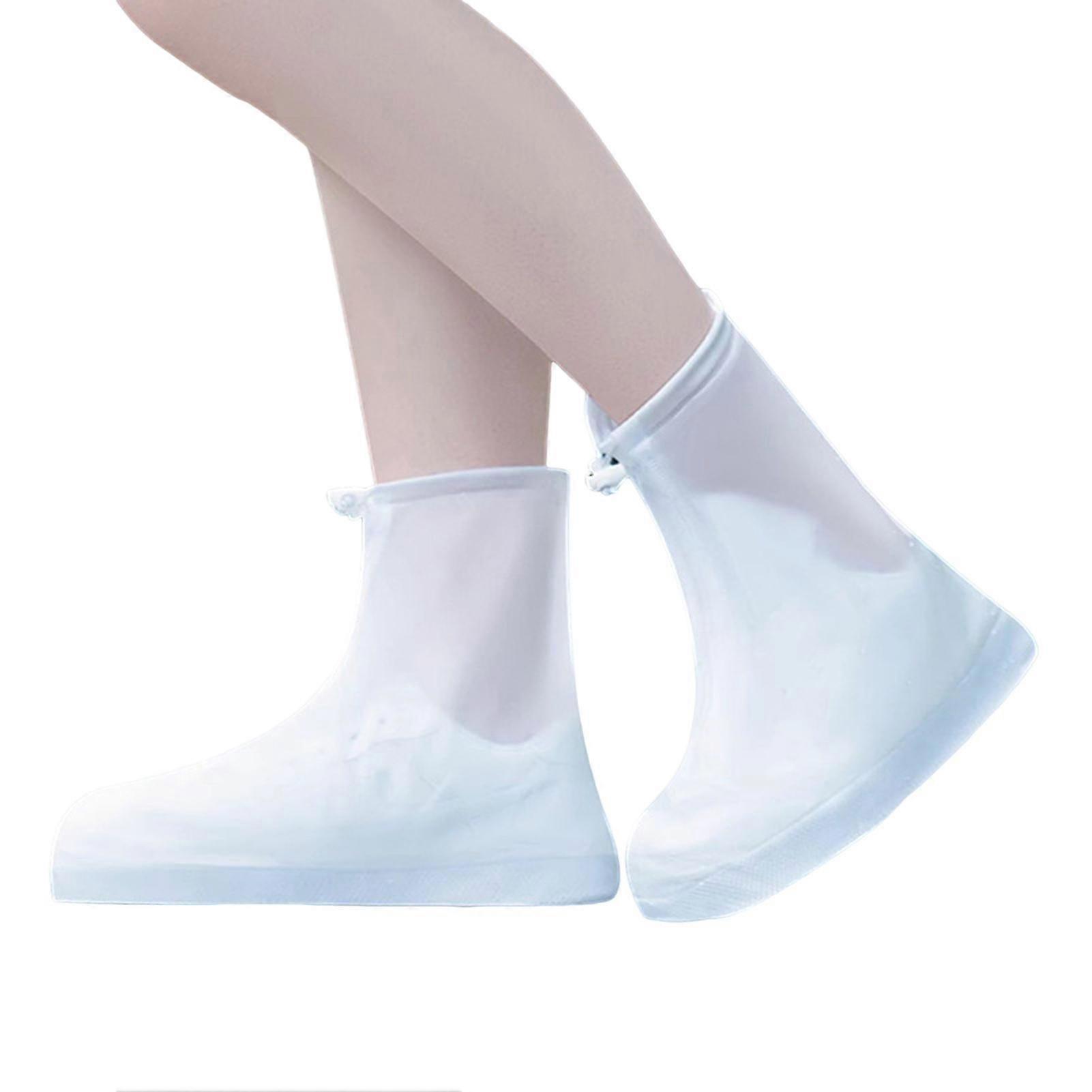 Waterproof Shoe Covers Reusable Foldable Overshoes with Full-Length Zipper Slip Resistant Galoshes for Men Women Outdoor Activities Cycling Skiing