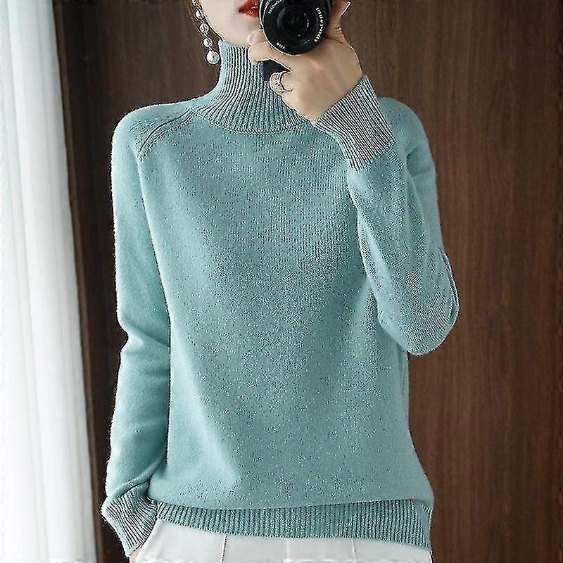 Spring, Autumn And Winter Women's Cashmere Sweater Turtleneck Pullover Slim Solid Color High-quality Warmth