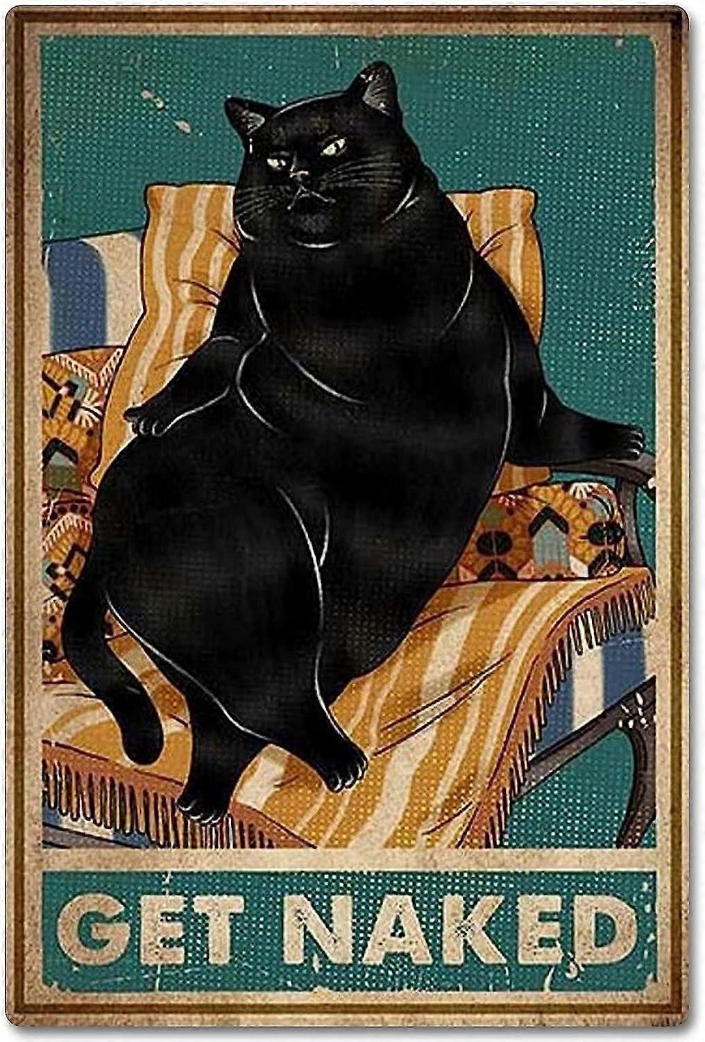 LINCMAN Cat Thie Lazy Gat Metal Tin Sign Art Bedroom Poster Bathroom And Room Retro Aluminum Paintin