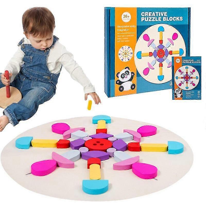 Building Blocks Set Wooden Puzzle Blocks Kids Products Natural Comfortable Set Multiple Shapes Assembled Building Blocks