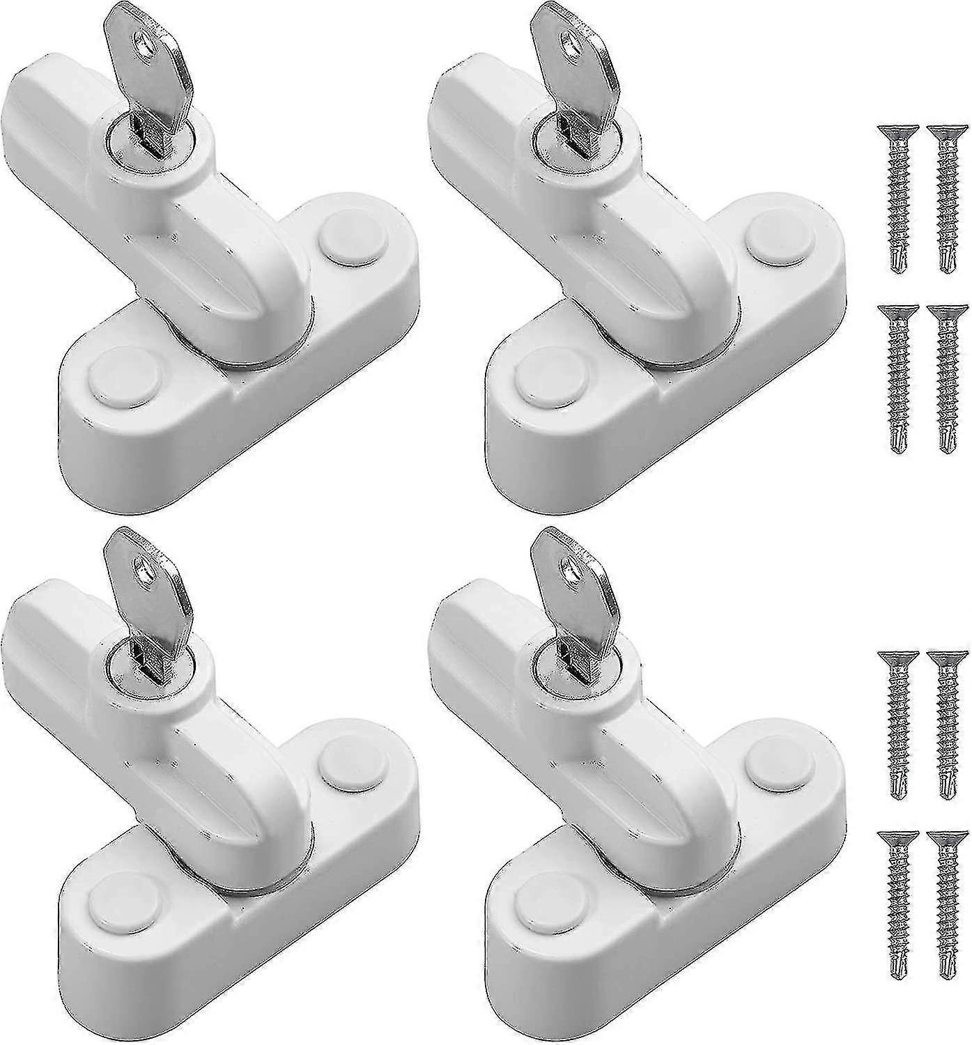 Baby Window Safety, Set Of 4 Durable Zinc Alloy Door Safety Locks Latches Handle Blocks With Fixing Screws Home Security For Upvc Doors And Windows