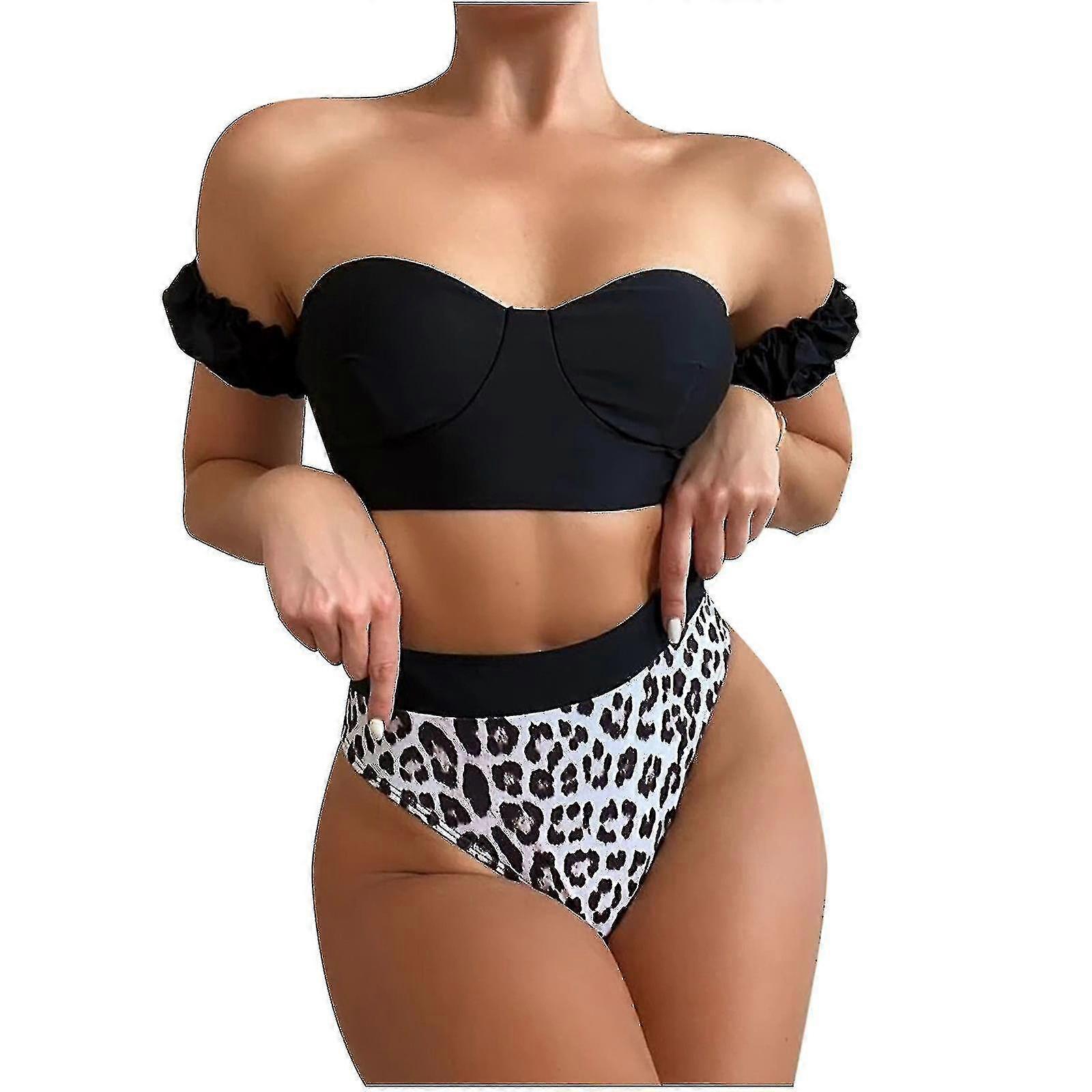 Dames Luipaard Print Bikini Badpak Gevulde BH Badmode Split Type Strandkleding