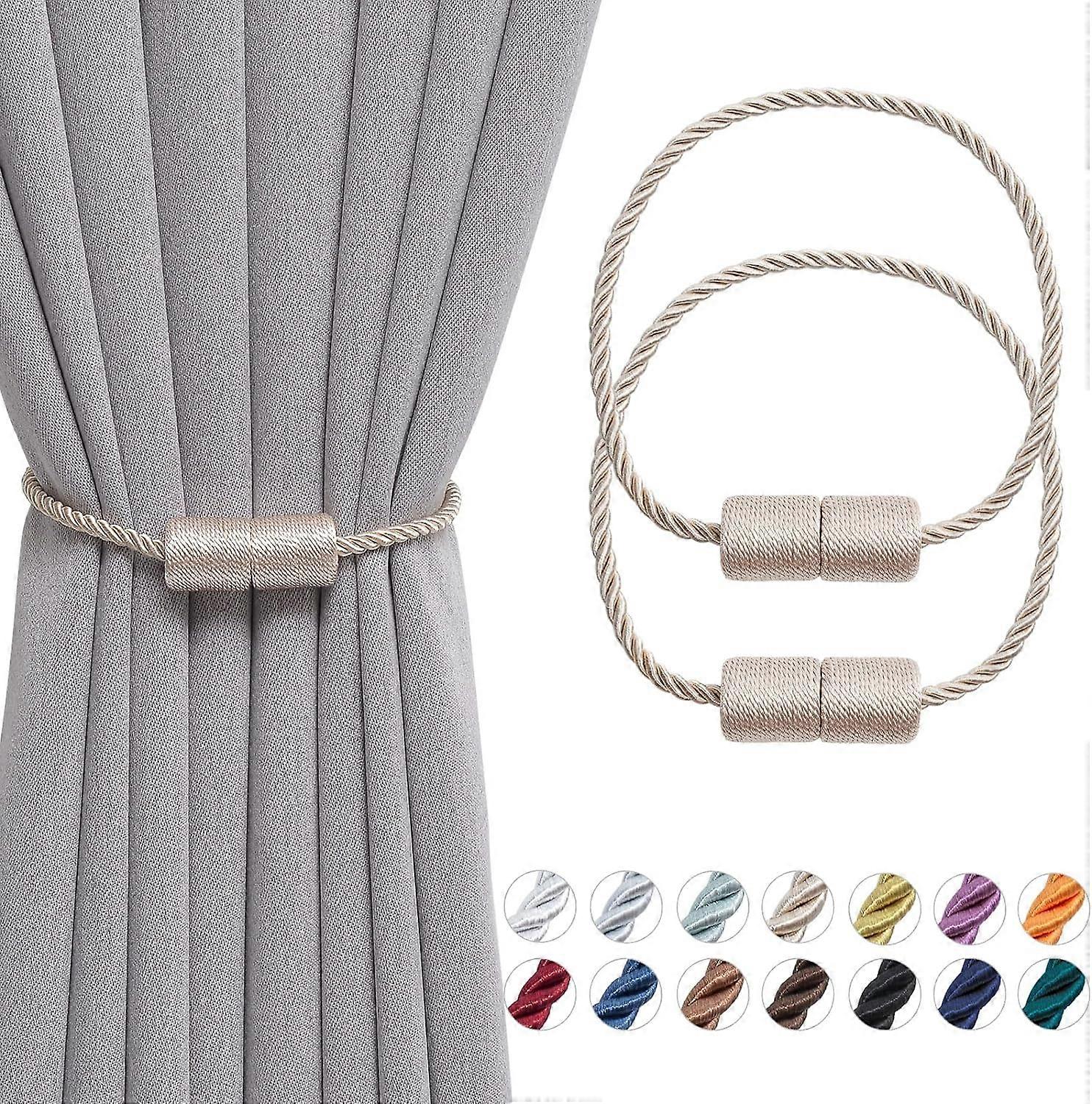 2 Pack Magnetic Curtain Tiebacks Handmade Weave Side Rope Curtain for Home & Office Window Drapery