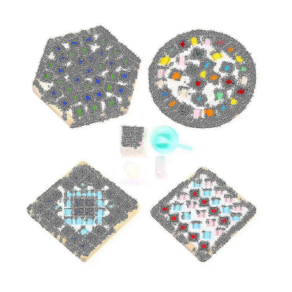 4 Sets Diy Glass Mosaic Coaster Tiles For Crafts Mixed Color Mosaic Kits With Wooden Coaster For Ad