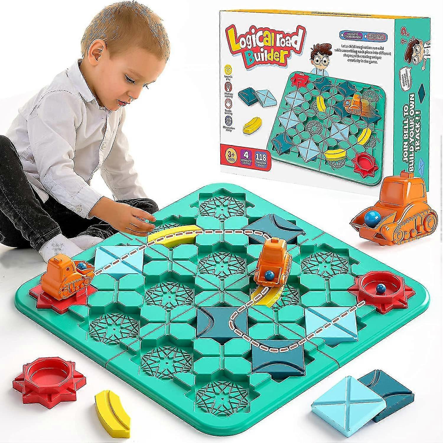 Logical Road Builder Games, Car Road Construction Maze Logic Puzzle Labyrinth Board Games Children Logic Toys