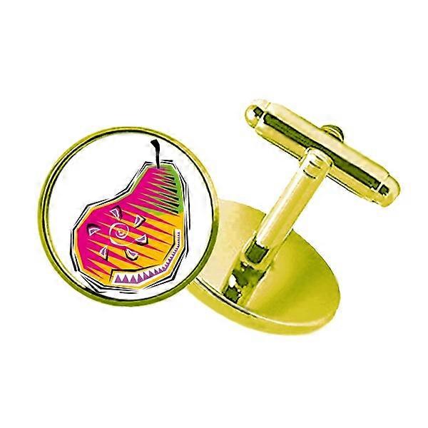 フード梨メキシコ文化要素イラストスタッズビジネスメタルカフリンクスゴールデン